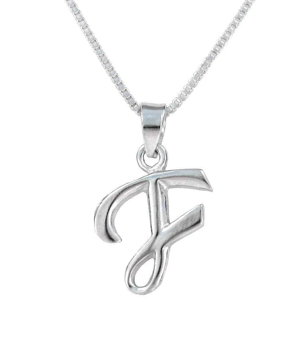 Sterling Silver Initial Charm Necklace, Letter F