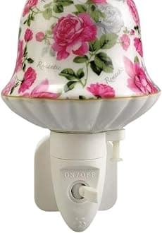 Durable and Clasic LED Night Light - Colorful Floral Ceramic Decorative Light | Ideal for Bedrooms, Hallways, Bathrooms Nighttime Lighting Solution - Perfect Home decor (Pink Floral In Ceramic)