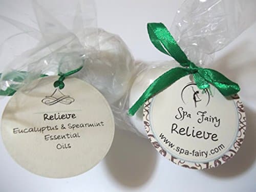 Relieve - Eucalyptus and Spearmint Essential Oils Bath Bomb Weekend Pack. Two Large All Natural Bath Bombs with Organic Essential Oils, Shea Butter and Cocoa Butter. Enjoy a Moisturizing Lush Aromatherapy Bath. Refill Your Set of Spa Fairy Bath Bombs with This 2-Pack of Your Favorite Scents.