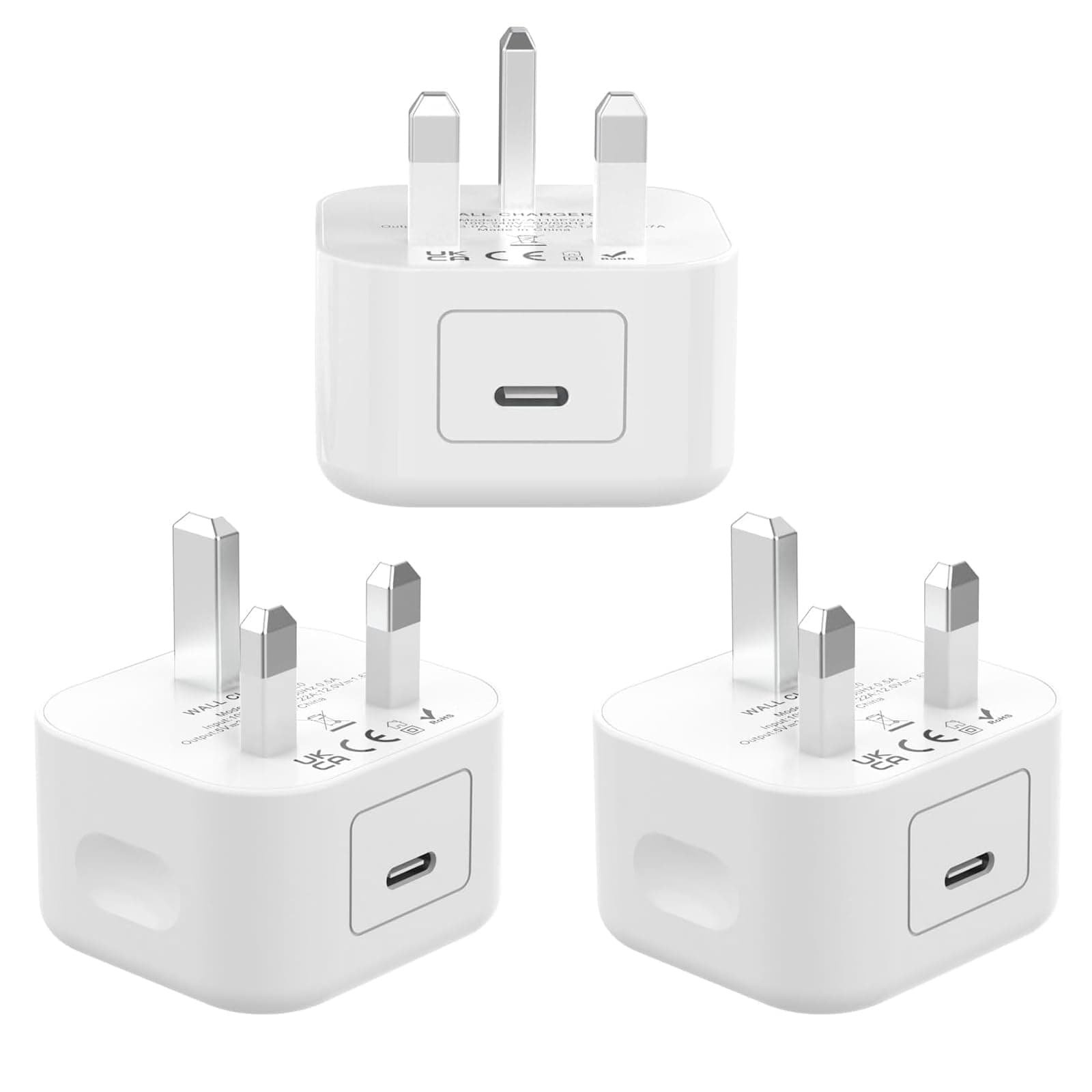 USB C Plug, 3 Pack [MFi Certified] 20W Fast Charger Plug for iPhone 17/Air/16/15/14/13/12/11 Pro/Pro Max/XS Max/XS/XR/X/SE 2022/10/8, Galaxy, PD 3.0 Wall UK Type Power Adaptor