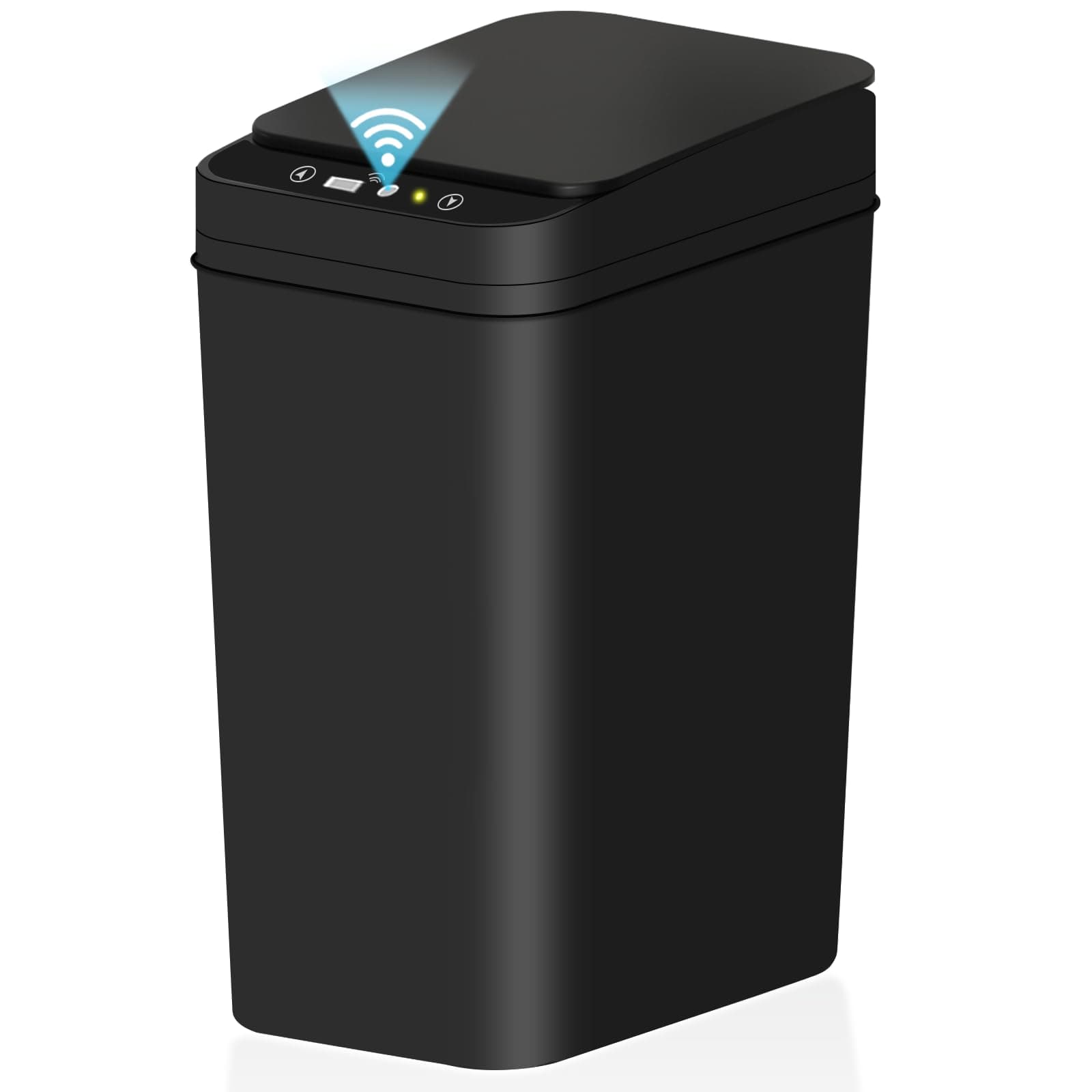 Bathroom Small Trash Can with Lid, 2.6 Gallon Touchless Automatic Garbage Can Slim Waterproof Motion Sensor Smart Trash Bin for Bedroom, Office, Living Room-Black