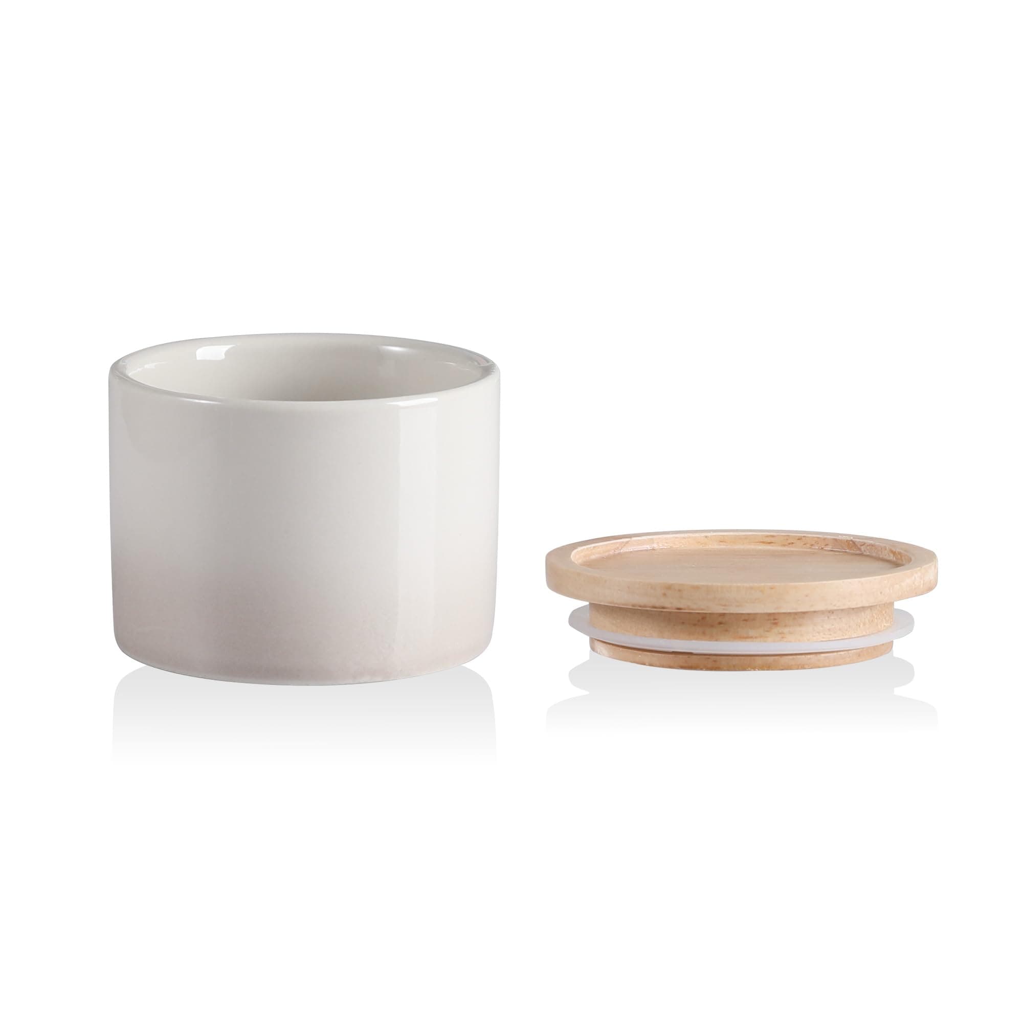 Sweejar Kitchen Canisters Ceramic Food Storage Jar, Stackable Containers with Airtight Seal Wooden Lid for Serving Ground Coffee, Tea, Sugar, Spice and More - 5 Fl Oz(Gradient Gray)