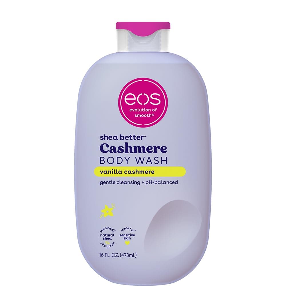 eos Body Wash, Vanilla, Moisturizing Creamy Gel Formula with Shea Butter, Glycerin, Vitamin E, pH Balanced, Sensitive Skin, Vegan, 16 fl oz