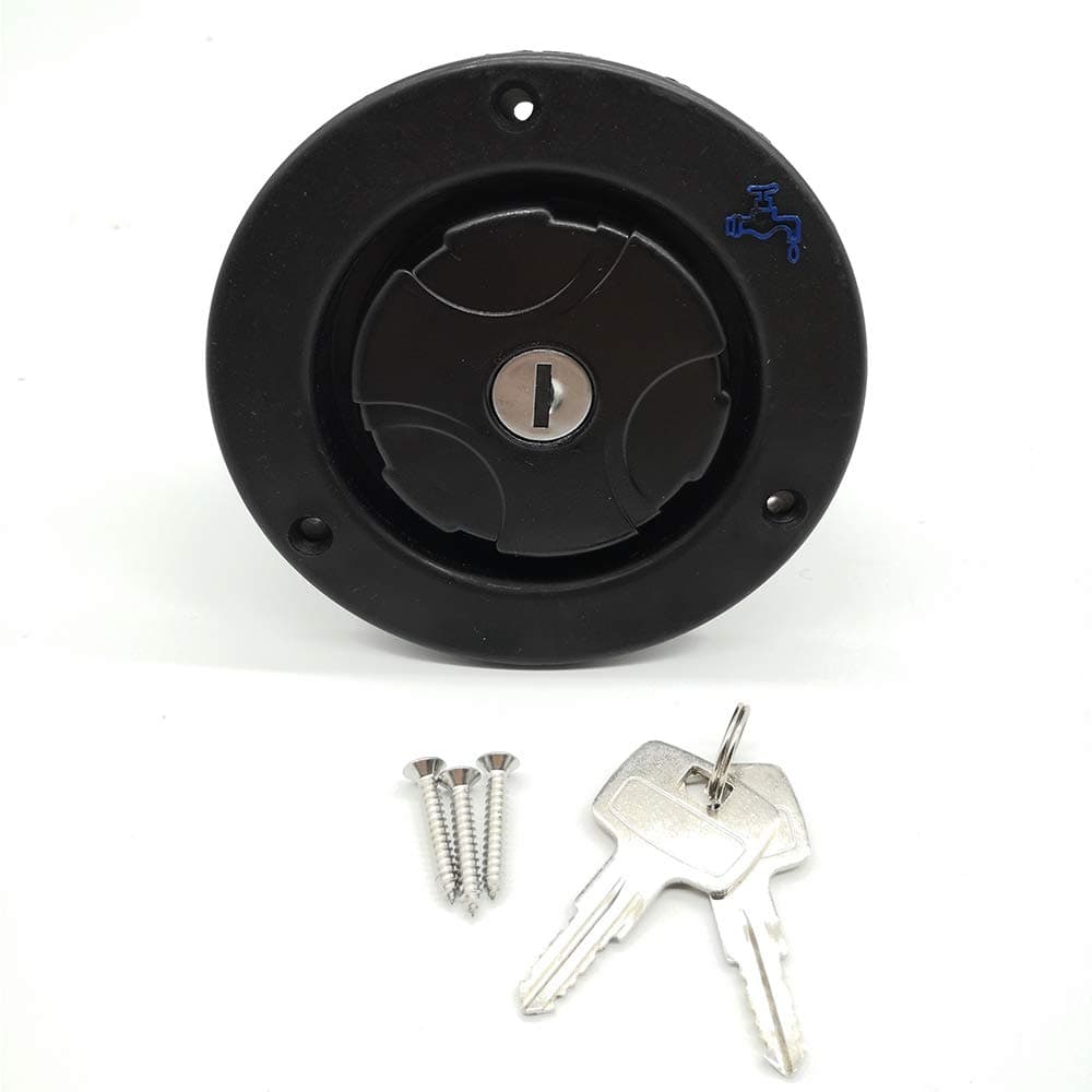 nobranded RV Fresh Water Locking Cap Spring and Seal Ring Design with Inlet Gravity Fresh Water Filling Hatch for Camping Trailer Gravity RV (Black)