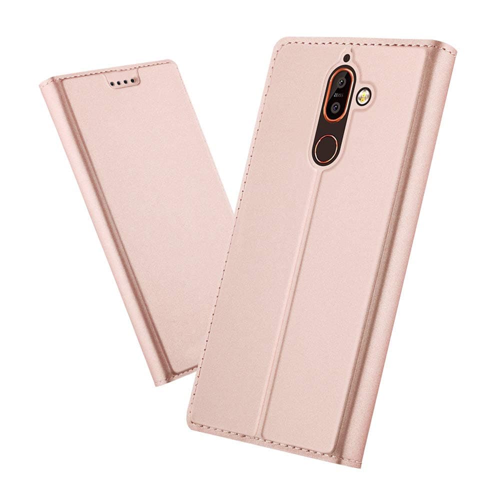Nokia 7 Plus Case, Ultra-Slim Premium PU Leather Wallet Case [Card Slot] [Foldable Stand] [Magnetic Closure] Folio Flip Cover for Nokia 7 Plus - Rose gold