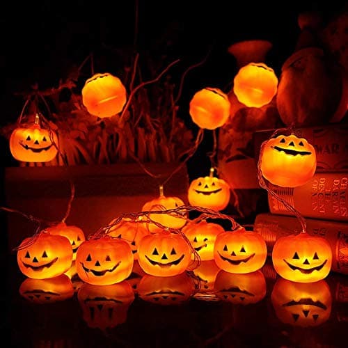 Mibor Halloween String Pumpkin Lights,13ft 10LEDs 3D Jack O-Lantern Pumpkin Lights Battery Operated Outdoor Halloween Lights(Warm White)