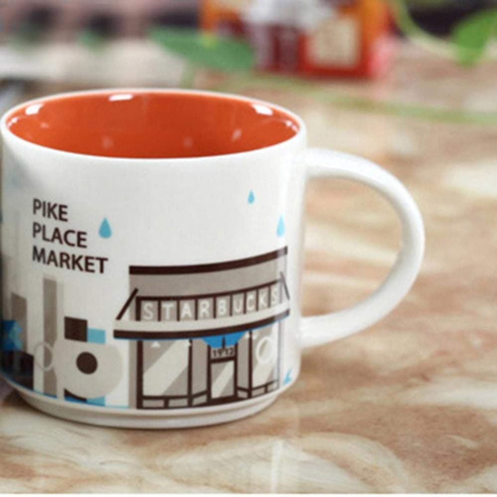 Cappuccino Cup Mug Coffee Mug Coffee Cup Mermaid Pattern Milk Cups Gifts Ceramic Milk Tea Cups,Pike Place Market,301Ml-400Ml