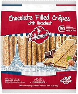 Chocolate Hazelnut Crepes, Individually Wrapped, Non GMO, Free From Artificial Flavors & Colors, 20-Count 2 Packs
