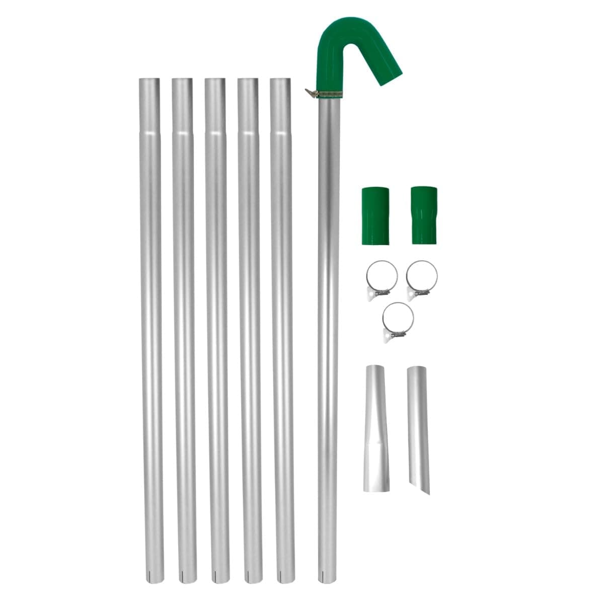 Gutter Vacuum Pole Kit 24ft Long Reach Drain Pipe Sucker Hoover Cleaning System 1.2m to 7.2m 51mm Pole Diameter 700g Per Tube Aluminium Tubing Nozzles Silicone Hose Adaptor U Bend Neck Jubilee Clips
