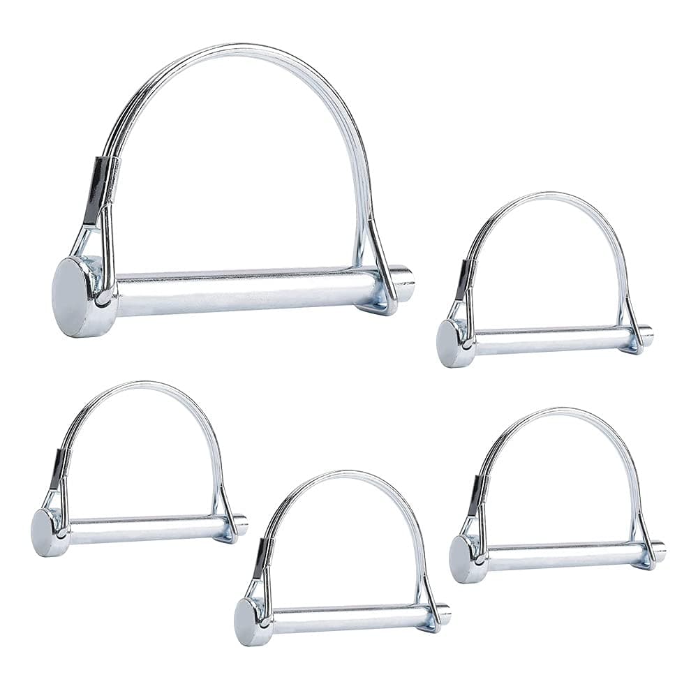 Pack of 5 Pipe Folding Pins with Snap Fastener Made of Galvanised Carbon Steel Round Shackle One Cotter Pin Locking Pin Robust Safety Coupling for Farm Lawn Garden 5.8 x 77.8 mm
