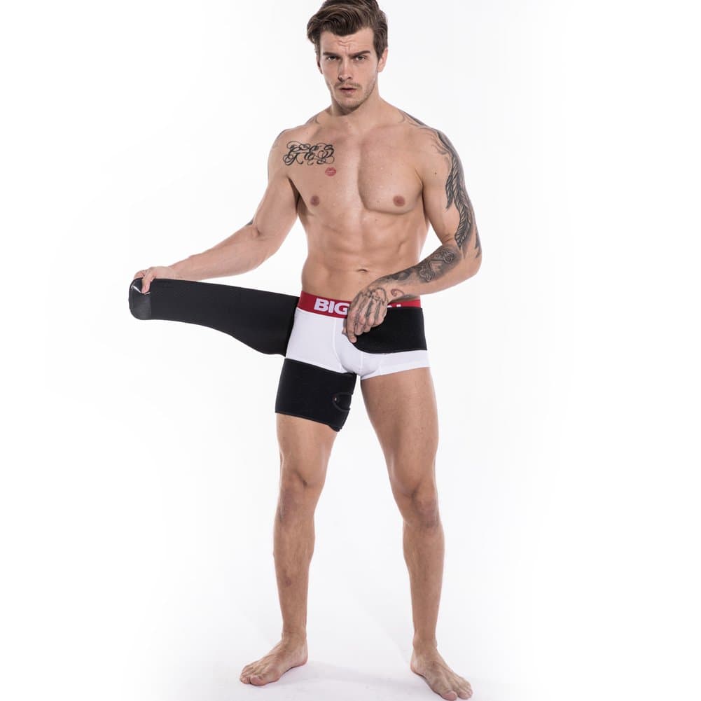 LEVATA Groin Compression Wrap Support for Thighs and Buttocks, Non-Slip Design Great for Recover Injury & Relief Pain for Muscle Soreness, Ligament Strain,Hernia, Pulled Groin, Quad Hamstring