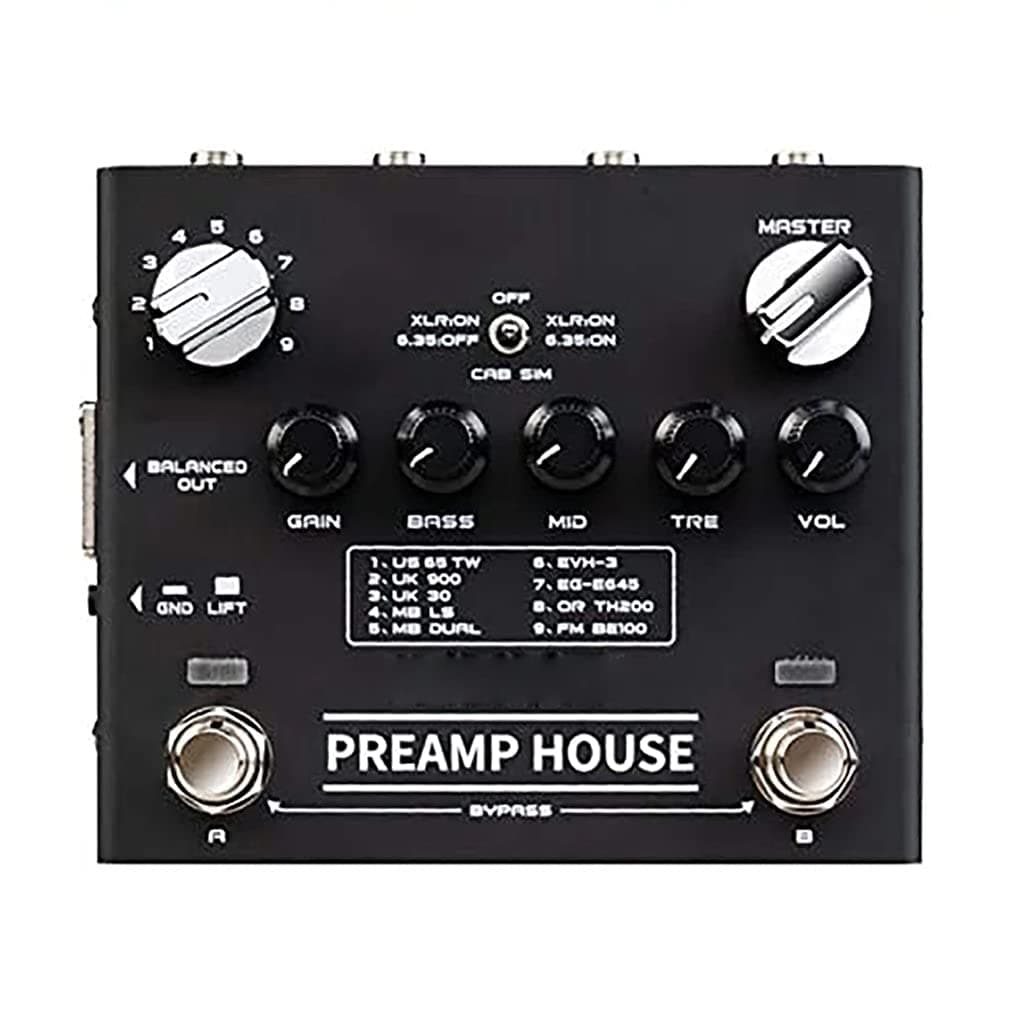 Preamp House Multi Effect Pedal 18 Tones 9 AMPs Preamp Simulator with Distortion & Clean Dual Channel Guitar Multi Effect