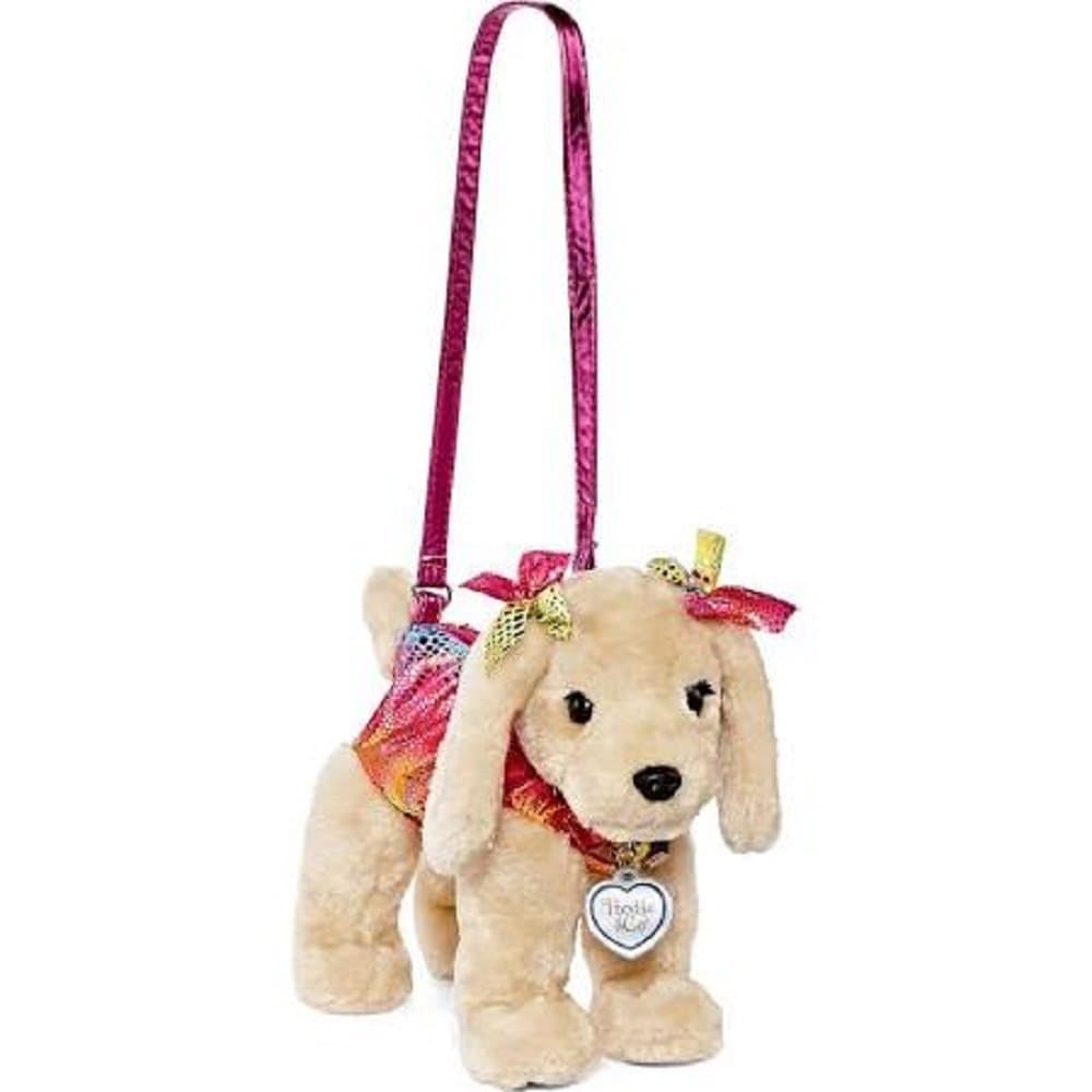 Poochie Labrador Plush Pooch Handbag, Pink Sequins/Tan