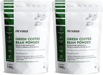 Nirvasa Unroasted Arabica Green Coffee Bean Powder with Chlorogenic Acid for Men & Women | for Body Detoxification & Weight Management | 100g X 2