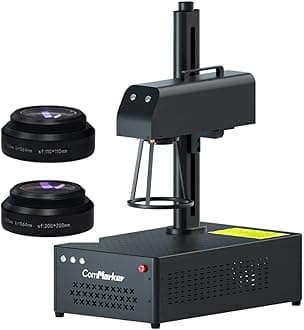 – ComMarker B4 50W Fiber Laser Engraver Machine, LightBurn Compatible Laser Engraving with 2 Different Size Lens,2-in-1 Desktop and Handheld Fiber Laser Marking Machine for Jewelry,Sliver,Gold,Tumblers