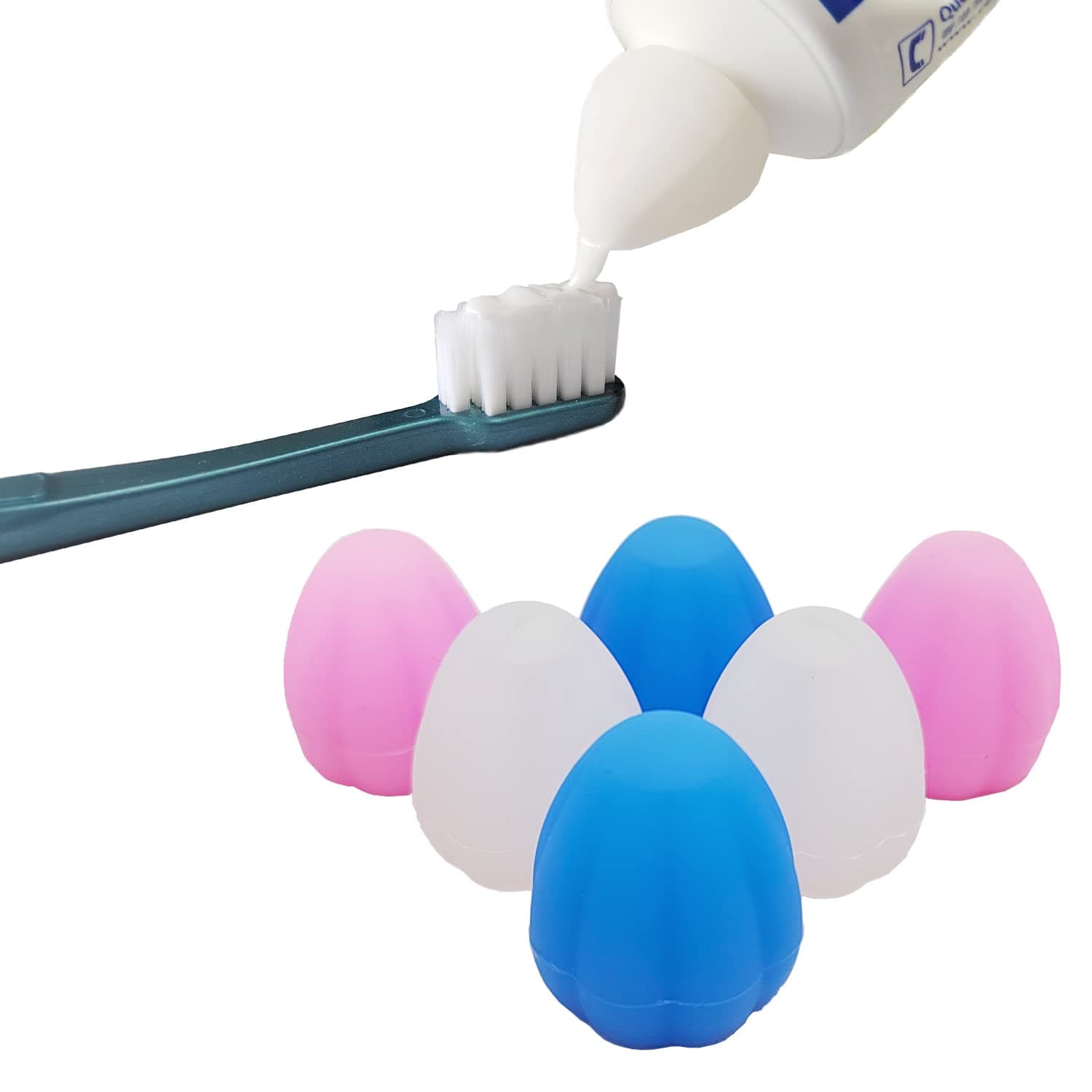 EasyHonor Toothpaste Cap, Self Closing Toothpaste Squeezer,Toothpaste Dispenser,Hygiene for for Kids and Adults in Bathroom, No Mess or Waste.（Egg Shape，6 Pack, 3 Colors)