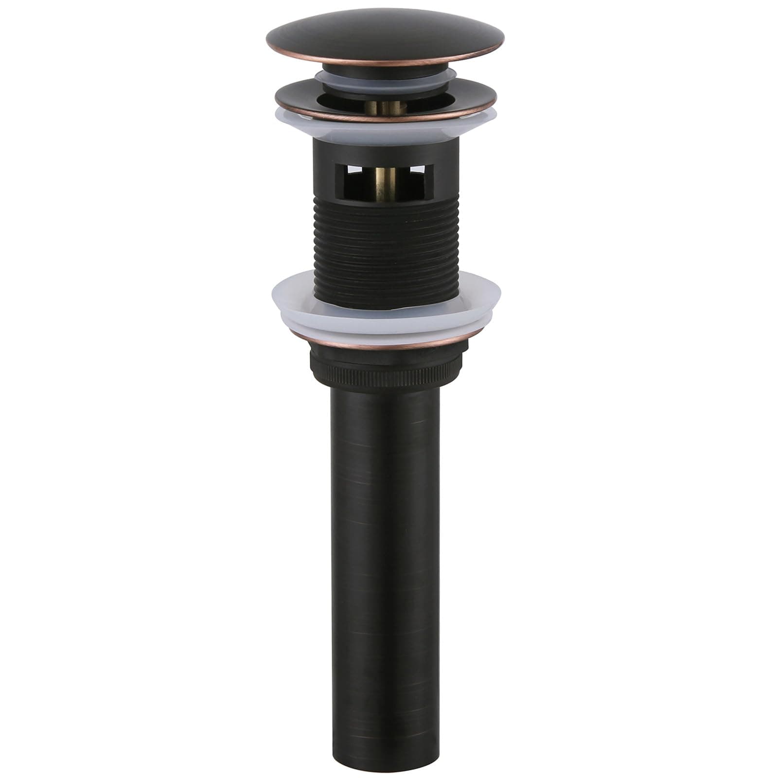 Angle Simple Bathroom Sink Drain with Overflow, Brass Pop Up Sink Stopper for Sink with 1.61 to 2 Inches Drain Hole, Oil-Rubbed Bronze