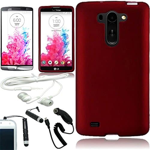 [ARENA] FULL RED RUBBERIZED RIGID COVER FITTED SNAP ON HARD CASE for LG G VISTA VS880 + FREE ARENA ACCESSORY KIT