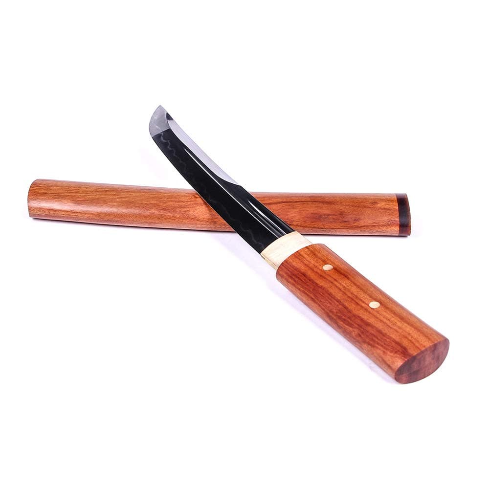 siwode Short Sharp Handmade Katana,Full Tang,Japanese Ninja Samurai Real Sword (T10 Clay_Tempered) 15-Inch