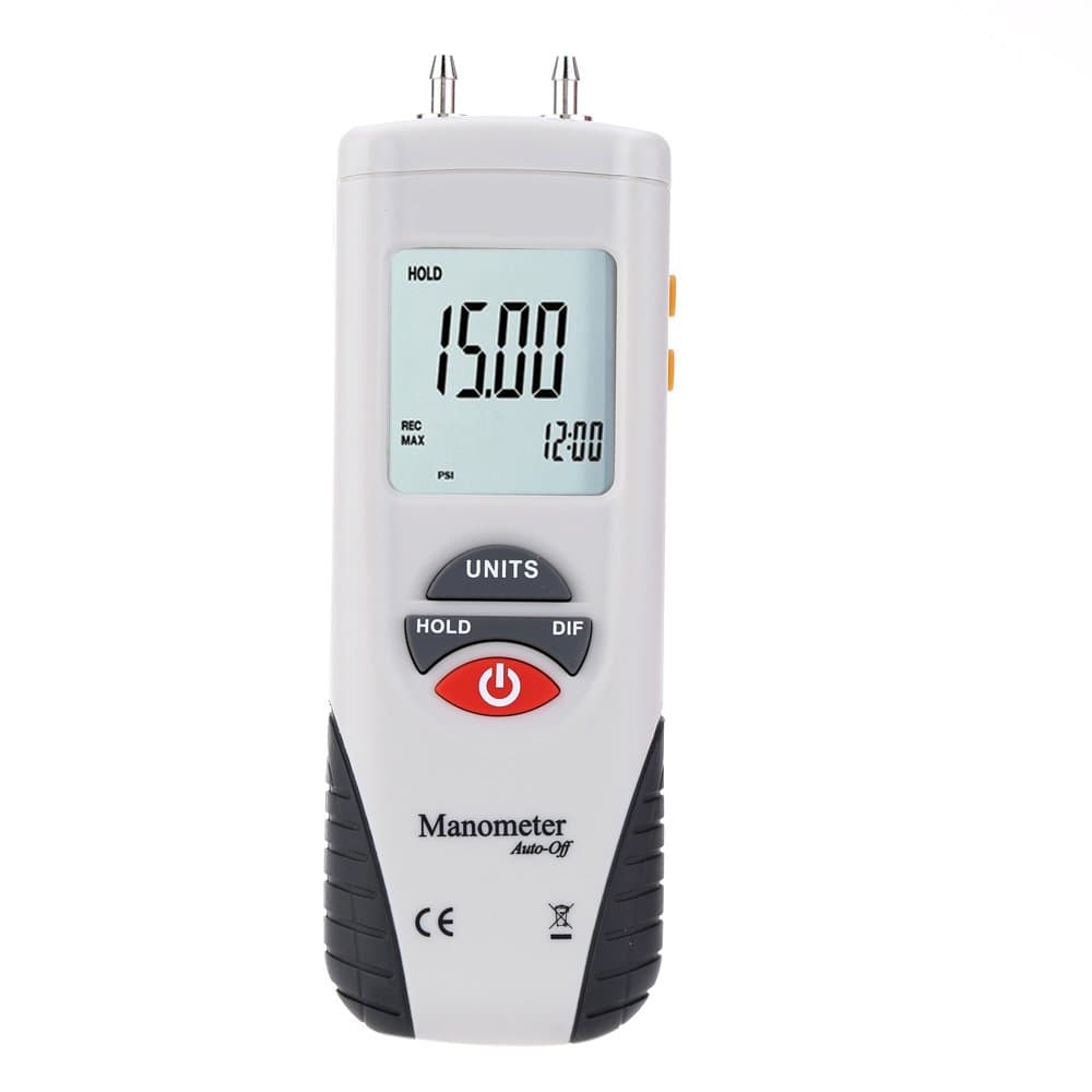 Hti digital Manometer HT-1890 Handheld Digital Manometer Differential Gauge Air Pressure Meter 11 Selectable Units, Manometer to Measure Gauge & Differential Pressure