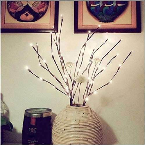 Pack of 10 LED Light Olive Branch Lighted Tree Branches LIT Night Centerpieces Artificial Willow Twig Ideal Home Living Room Lighting Decoration, Holiday Wedding Accent, Battery Operated (Purple)