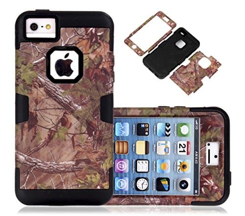 5c Case, iphone 5c Case, CexCob High Impact Camouflage Tree Skin 3 in 1 Hybrid Shockproof Full Body Protective Heavy Duty Armor Combo Defender Cover Case Compatible for Apple iphone 5c, Black