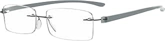Small Lenes Rimless Reading Glasses Women - Frameless Reader Eyeglasses for Men Reading with Grey Arms +2.00