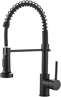Black Kitchen Faucet with Pull Down Sprayer Stainless Steel Single Handle Pull Out Spring Sink Faucets 1 Hole Or 3 Hole Dual Function for Farmhouse Camper Laundry Utility Rv Wet Bar