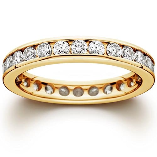 1 1/2 CT Channel Set Eternity Diamond Ring 14K Yellow Gold - Size 7.5