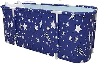 Portable Bathtub For Shower Stall, Large 47 inch Foldable Soaking Bathing Tub for Adults, Separate Family Bathroom Japanese SPA Collapsible Tub, Ideal for Hot Bath Ice Bath