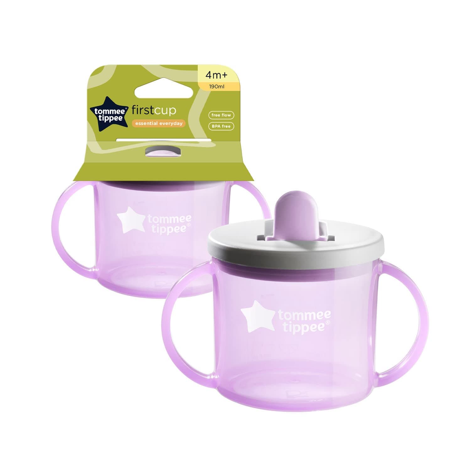 Essentials First Cup, Leak-Proof Baby Sippy Cup for Easy Transition to Independent Drinking - BPA-Free, Spill-Proof Toddler Training Cup, 190ml, 4 months+, Purple
