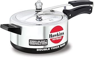 Hawkins Aluminium 3.5 Litre Hevibase Pressure Cooker,Induction Inner Lid Cooker,Silver(Ih35)