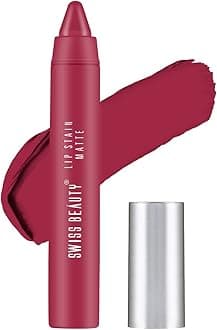 Swiss Beauty Stain Matte Lipstick | Long Lasting, Hydrating & Lightweight Lipstick | Bold Wine, 3.4gm