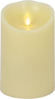 Realistic Artificial Flame Classic Pillar Candle - Moving Flame LED Battery Operated Lights - Remote Ready - 3.5" x 5" N/A