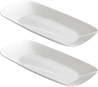 Corelle Square Round 10-1/2-Inch Serving Tray, Pure White - Pack of 2