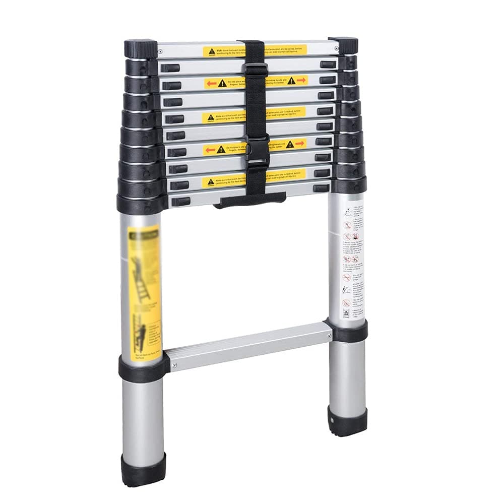 Aluminum Telescoping Ladder, 10.5 FT One Button Retraction Ladders, Multi-Purpose Folding Ladder, for Household Daily or RV Work, 330lbs Max Capacity