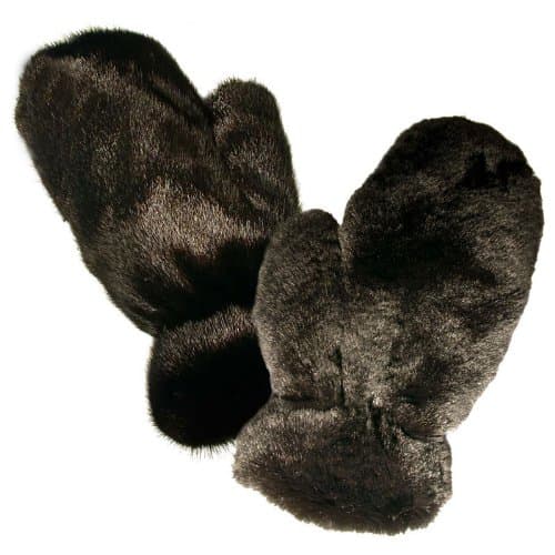 Combo Black Rex Rabbit & Mink Massage Glove - Double Sided Fur
