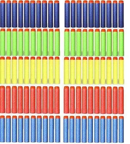 100PCS Refill Darts for Nerf Gun, [Individually Wrapped 10pcs/Pack] 5 Colors Foam Bullets with Reusable Zipped Storage Bag, Compatible with Elite Series, Modulus, Perfect Easter Party Favor