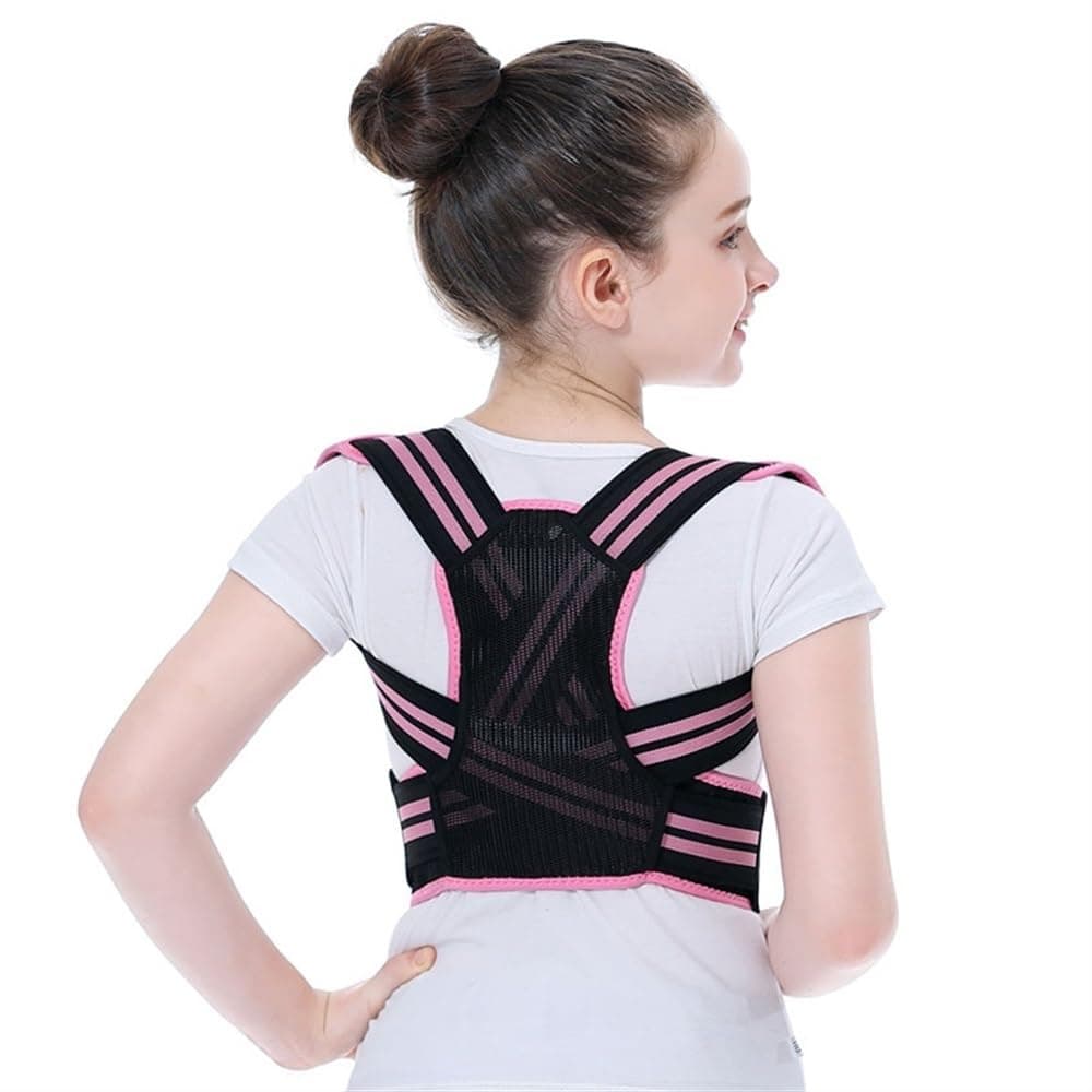 Adjustable Posture Corrector Children Back Support Belt Kid Boy Girl Orthopedic Corset Spine Back Shoulder Support Lumbar Brace Hunchback Correction (Color : Pink, Size : M)
