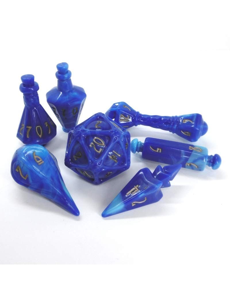 PolyHero Dice: Wizard 7 dice Set: Lapis Lazuli/Gold
