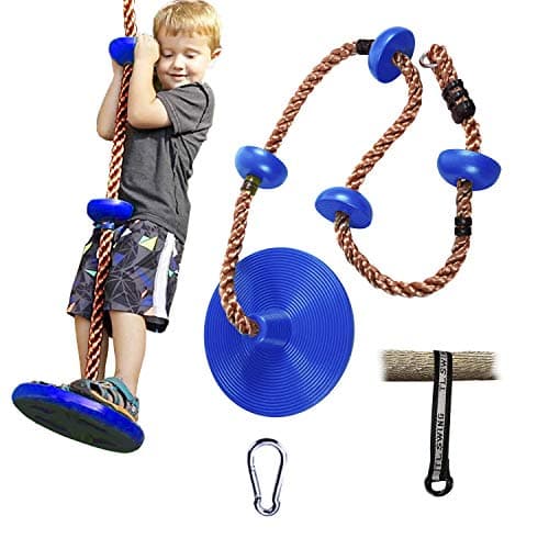 RedSwing Tree Climbing Rope with Platform and Disc Swing Seat, Children Tree Disc Swing Safety for Outside Inside, Red