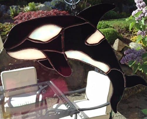 Orca Killer Whale Stained Glass Window Hanging