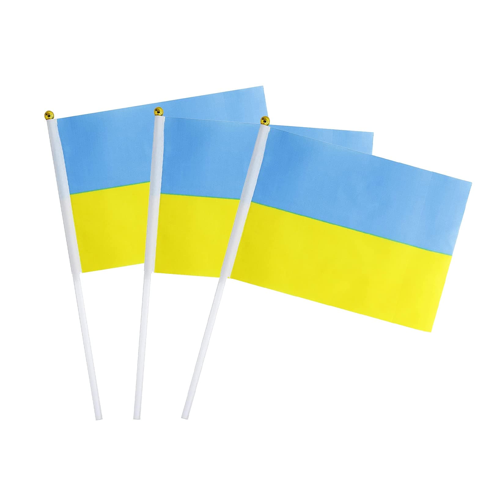 20 Pack Small Ukraine Flags on Stick Mini Handheld Ukrainian Flag for Parades, Independence Day and Patriotic Events 5x8 Inch Durable Weather-Resistant Flags with 12 Inch Sticks(Ukraine)