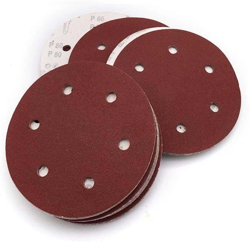 Jiayouy 320 Grit 9 Inch 6 Hole Hook and Loop Sanding Disc Flocking Sandpaper for Random Orbit Sander 10Pcs