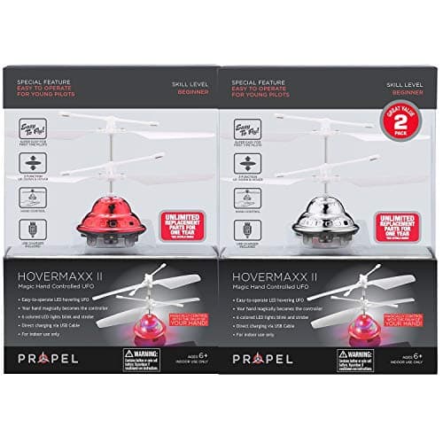 Propel Hovermaxx UFO II Magic Hand Held Controlled UFO- 2 Pack (Red & Silver)