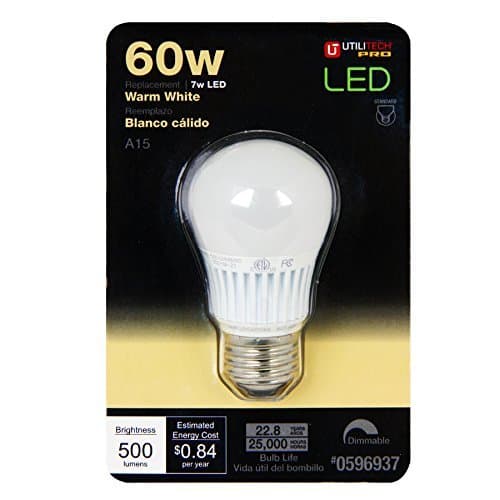 Utilitech 7-Watt (60W Equivalent) A15 3,000K Medium Base (E-26) Warm White Dimmable Decorative LED Light Bulb