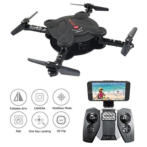 Drone RC Quadcopter with FPV Camera Live Video - 2 Batteries - Flexible Foldable Aerofoils - App WiFi Phone Control - Altitude Hold 3D Flips & Rolls- 6-Axis Gyro Gravity Sensor RTF Helicopter