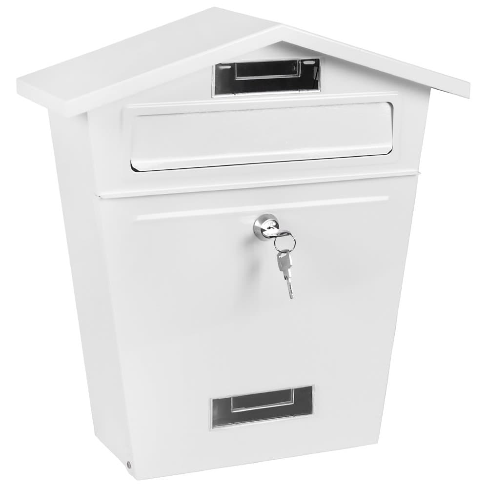Home Vida Steel Letter Mail Post Box with Wall Mountable Lock - White