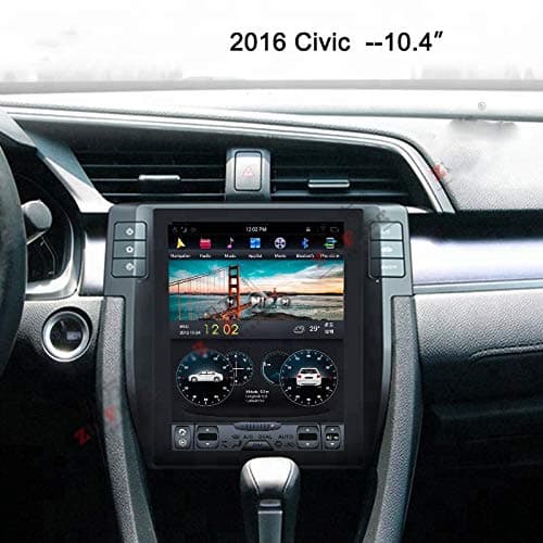 10.4 Inch Android 6.0 IPS Screen Tesla Style Car Stereo Radio GPS Navigation Vertical Screen Tesla for Honda Civic 2016 Year Head Unit Bluetooth Multimedia Player WiFi (C Version)