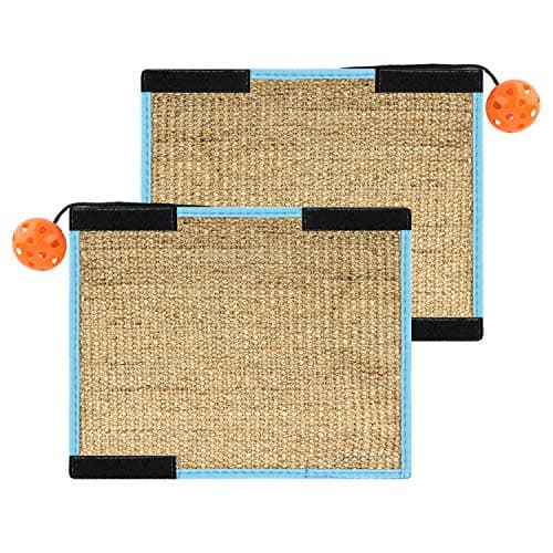 Pawaboo Cat Scratching Mat, [2 Pack] 12.4" x 9.64" Cat Scratcher Sisal Cat Scratching Post for Cats Kittens Kitty Grinding Claws, Protecting Furniture, Yellow